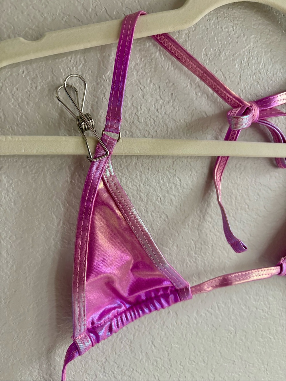 Pink Metallic Triangle Bikini Top - Picture 4 of 6